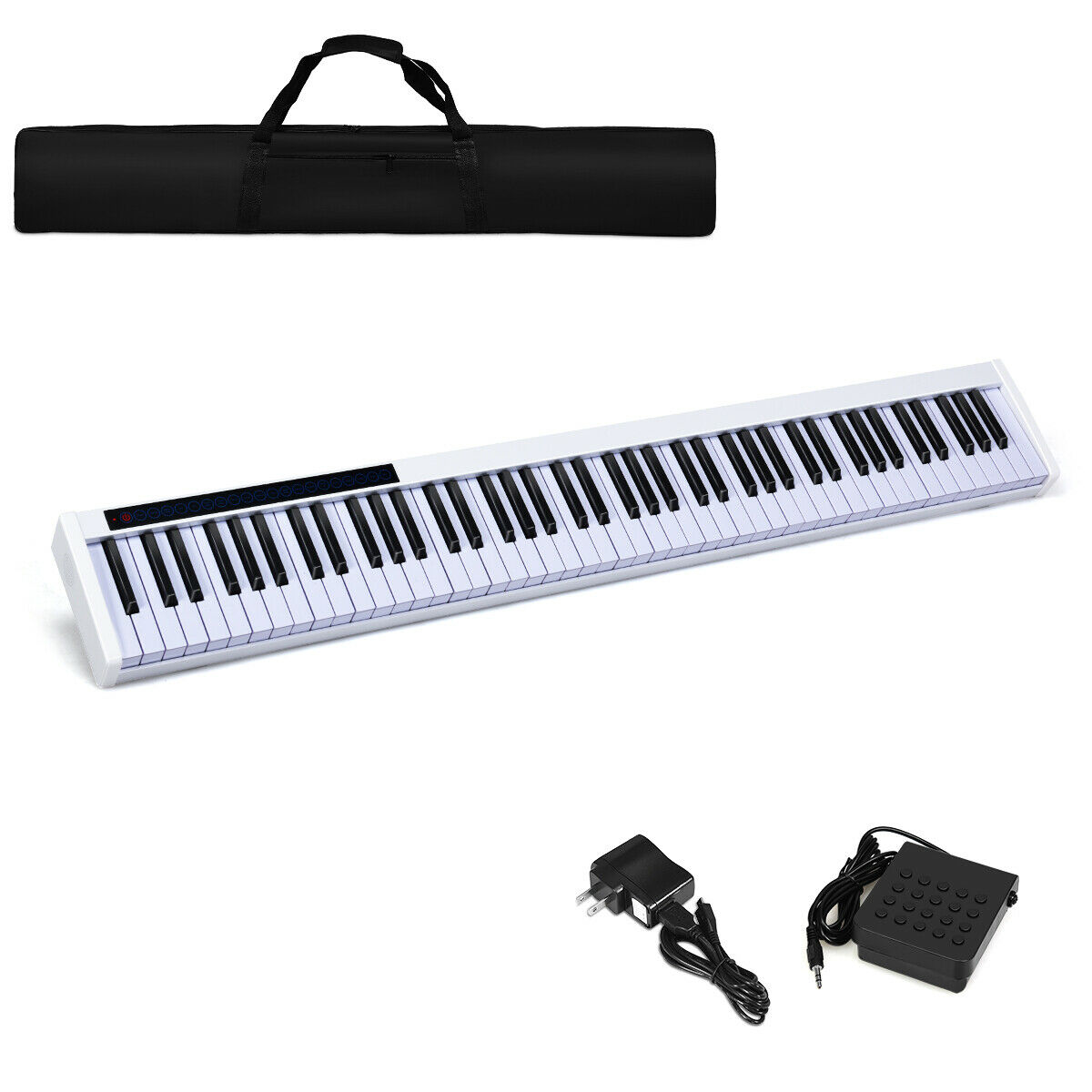 Gymax 88 Key Portable Full Size Digital Piano MIDI Keyboard w/ Pedal White  